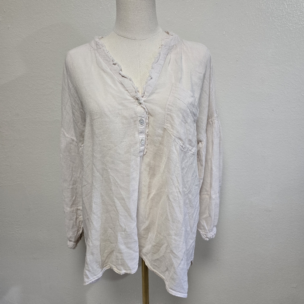 HATCH Raw Hem Gauzy Tunic Top Size 4-6